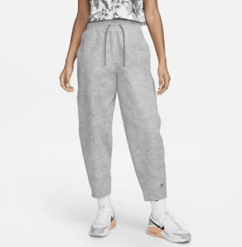 Nike Loose Fit High Rise Forward Pants Drawstring Knit Gray Womens Medium NWT